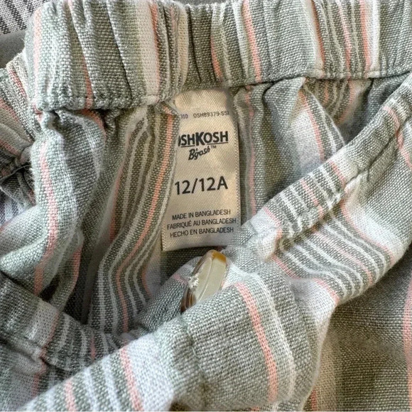 Girls Osh Kosh sage green stripe romper size youth 12 - Picture 5 of 6